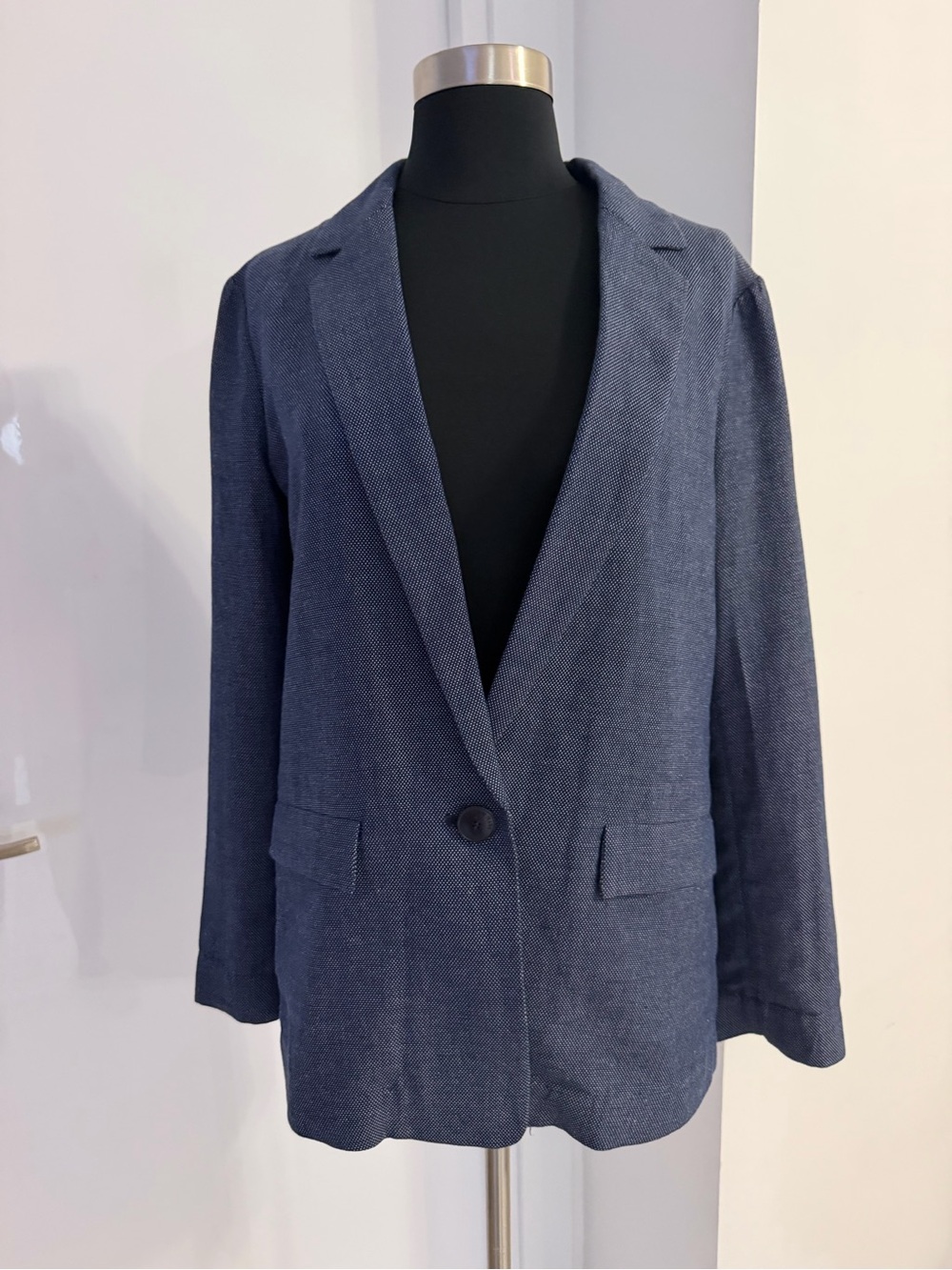 Navy Women's Single-Button Blazer Jacket